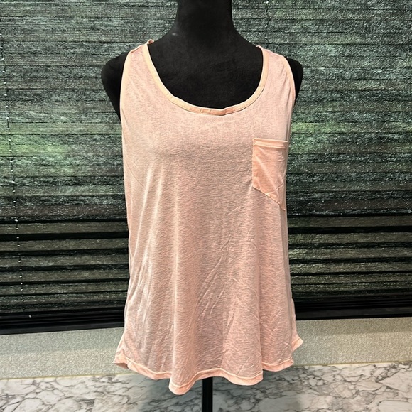 Marika Tops - Marika Women’s Peach Sheer Front Mesh Back Racerback Athletic Tank Top Medium
